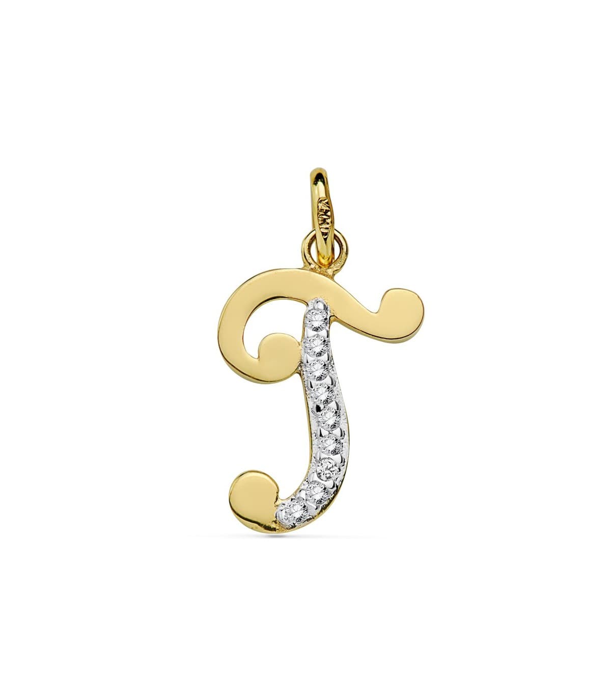 Colgante Inicial T Oro Amarillo 18 K 17mm