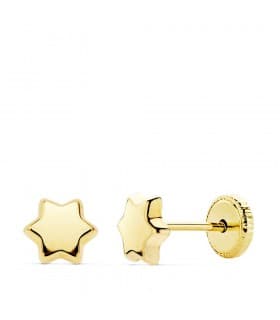 Orecchino Stella bambina 6 mm oro 18 Kt, orecchini a lobo bimba e bambina