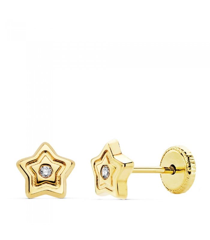 Pendientes Estrella Circonita 7 MM 18 K