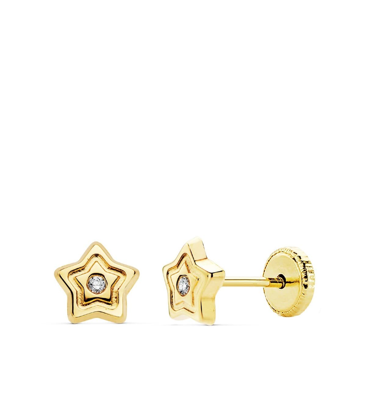 Pendientes Estrella Circonita 7 MM 18 K