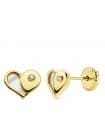 Boucles d'oreilles Coeur Nacre 7 MM Or Jaune 18 K