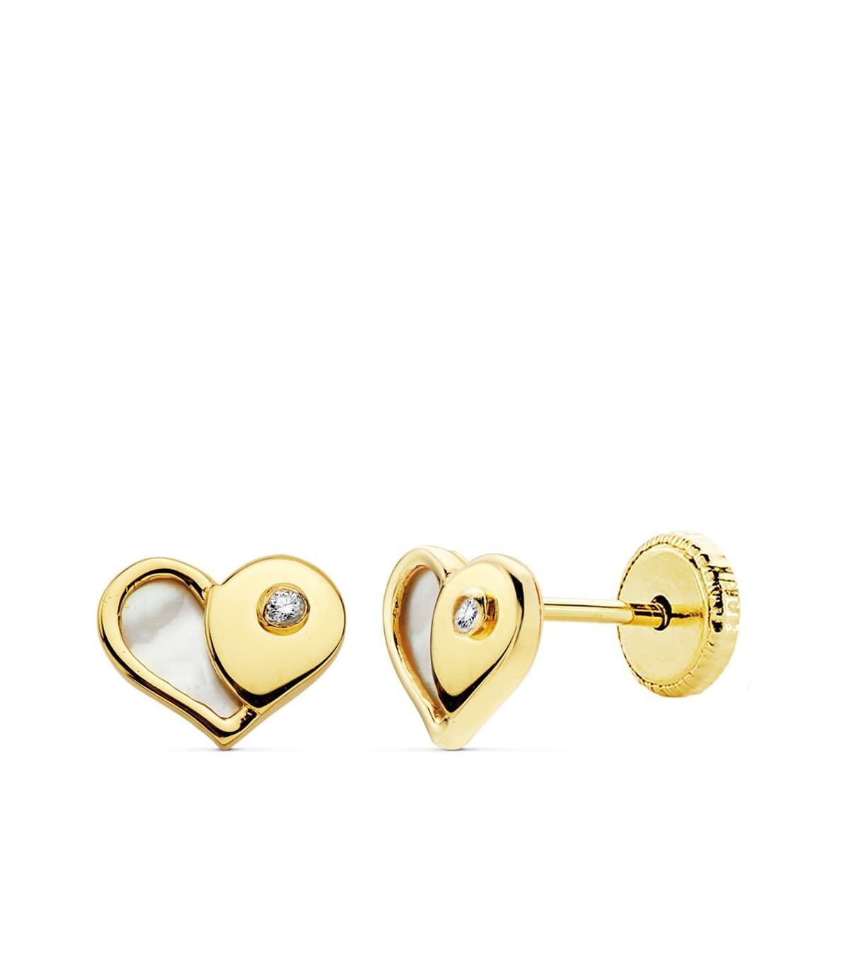 Pendientes Corazón Nácar 7 MM 18 K