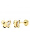 Boucles d'oreilles Papillon Nacre 7 MM Or Jaune 18 K