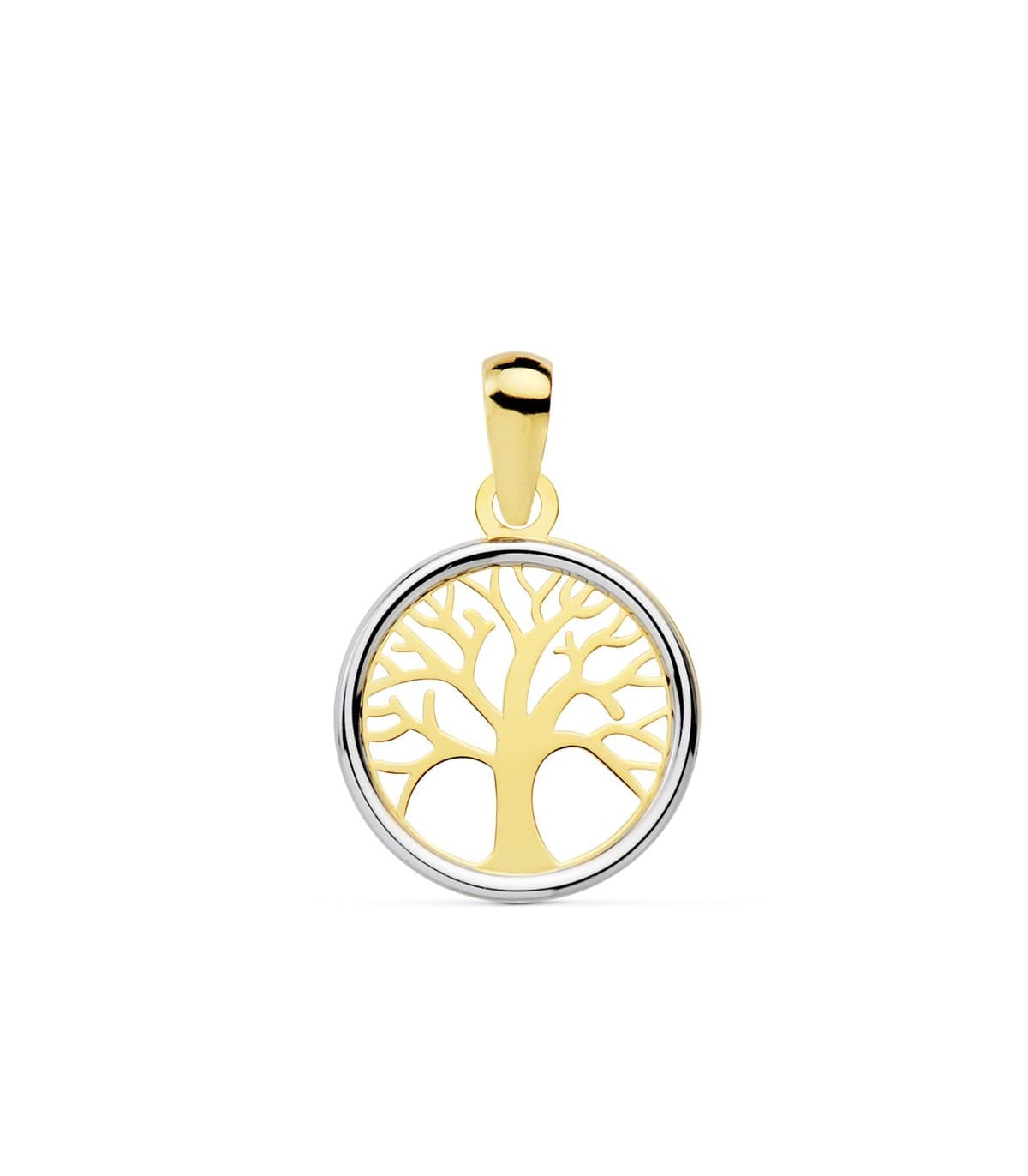 Lebensbaum Anhänger Bicolor, 18K Gold, ø 12 mm - Glücksbringer & Schutzsymbol