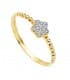 Anillo Slim Bolas Mujer Oro Bicolor 18K anillo rizado bolitas Flor circonitas