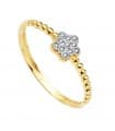 Anillo Slim Bolas Mujer Oro Bicolor 18K Flor