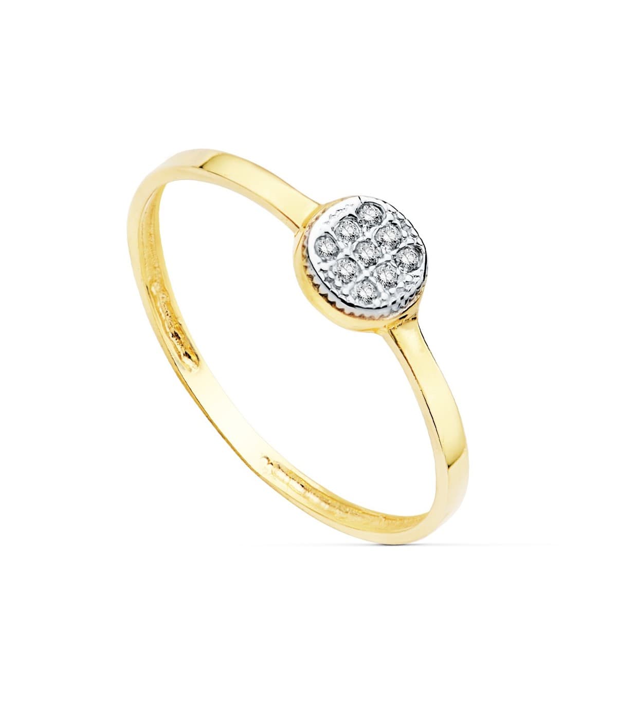 Anillo moderno Slim Mujer Oro Bicolor 18K Chatón sortija bonita