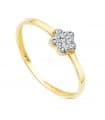 Anillo Slim Mujer Oro Bicolor 18K Flor