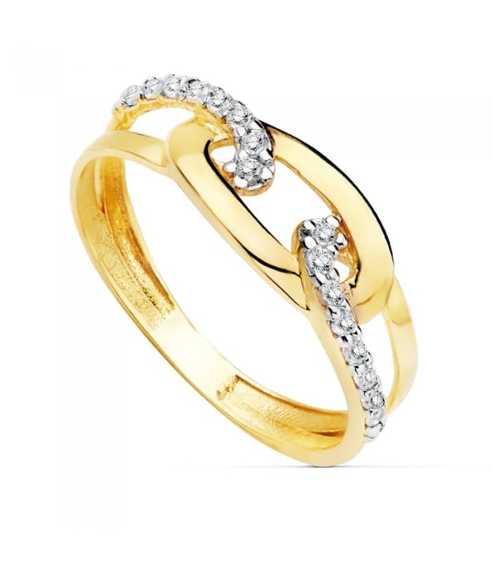 Sortija de mujer Oro Bicolor 18K Nudo Marinero anillo bandas