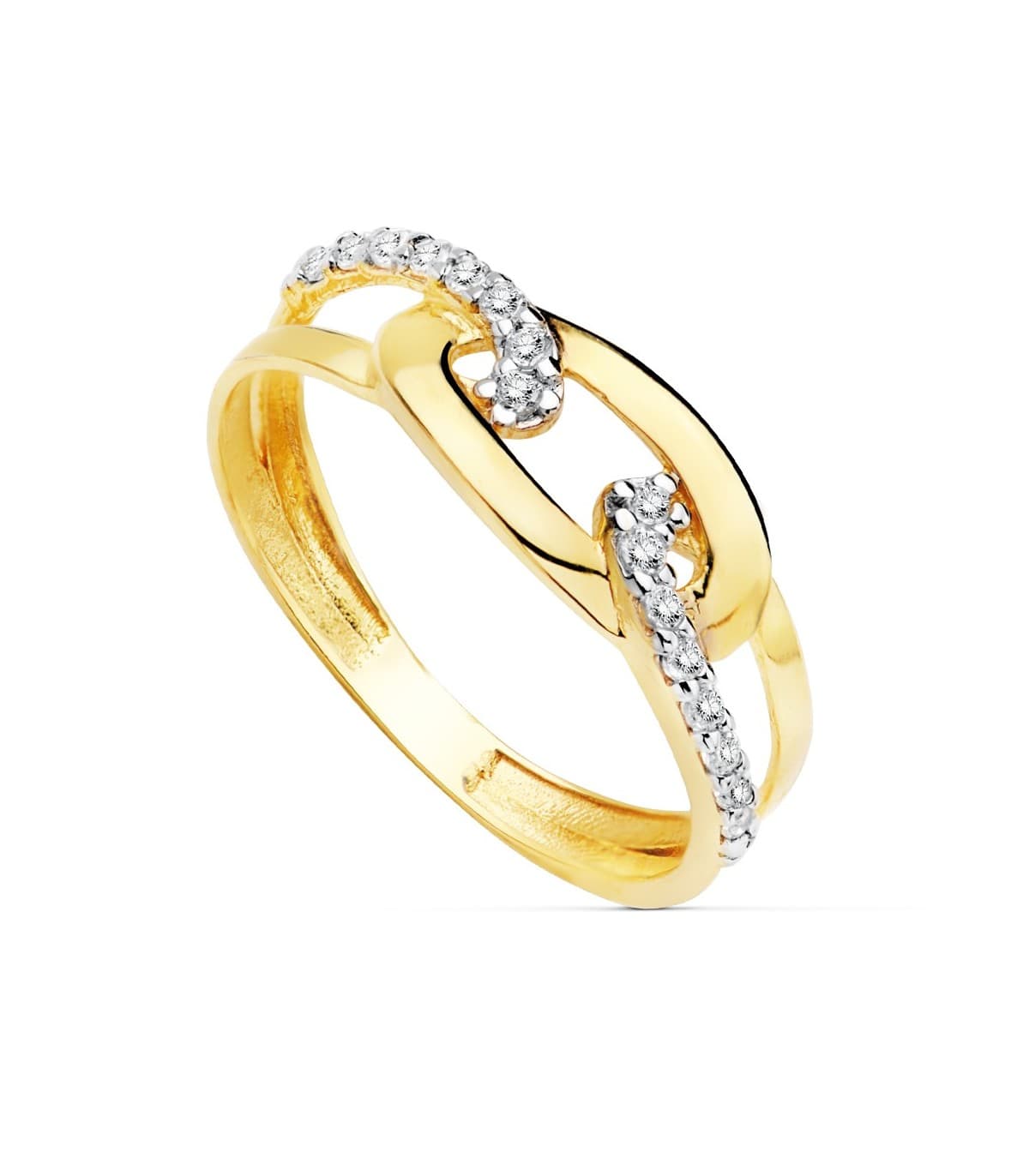 Sortija de mujer Oro Bicolor 18K Nudo Marinero anillo bandas