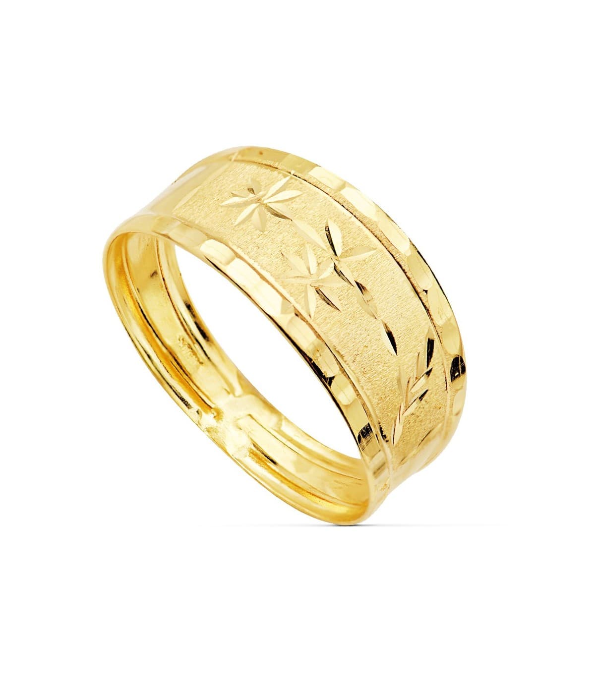 Breiter Ring mit Textur und Struktur | Bicolor 18K Gold 19477