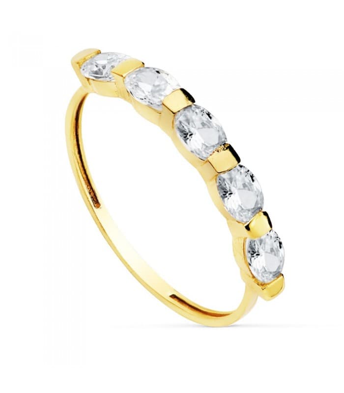 Bague Femme Or Jaune 18K Cinq Sens