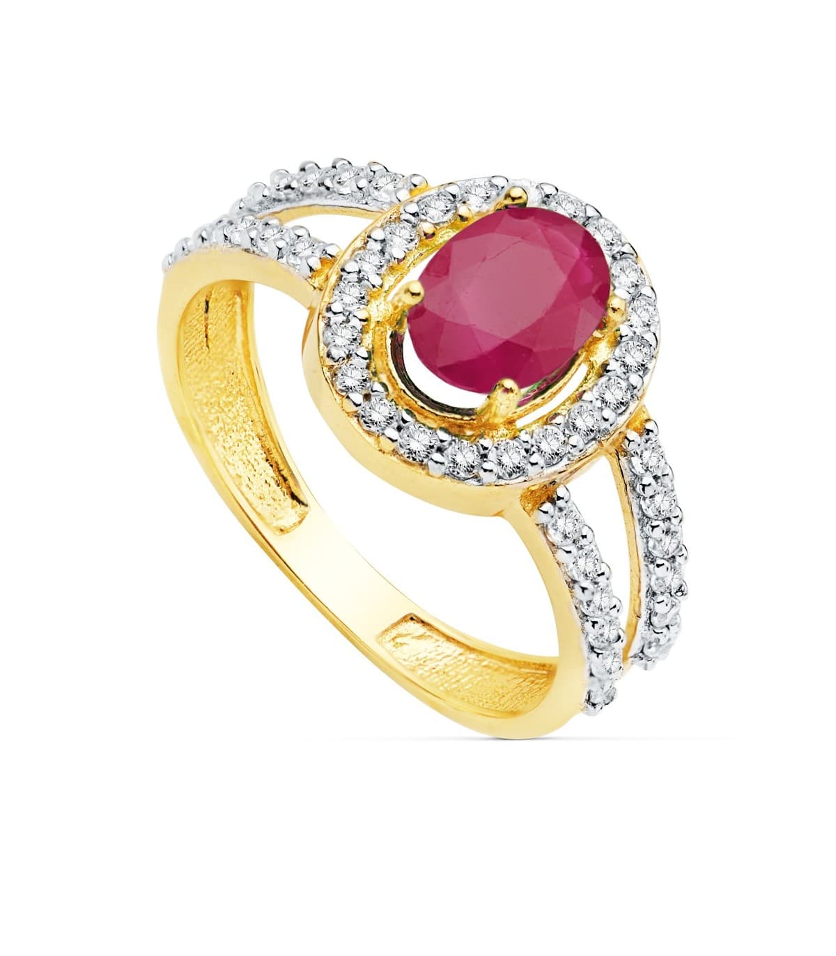 Sortija Mujer Oro 18 Kilates Ginny Piedras preciosas anillo Rubí alta joyería solitario