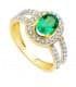 Sortija Mujer Oro Bicolor 18K Ginny Piedra Preciosa Esmeralda 0.79 QT gemas circonitas