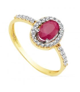 Sortija Mujer Oro Bicolor 18K Ginevra anillo Piedra preciosa Rubí gemas engastadas