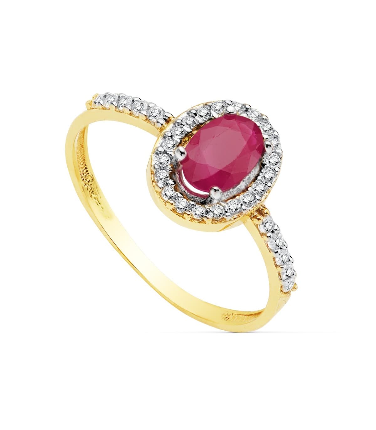 Sortija Mujer Oro Bicolor 18K Ginevra anillo Piedra preciosa Rubí gemas engastadas