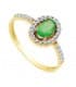 Halo-Ring mit Smaragd und Zirkonia, aus 18K Weiß- und Gelbgold | Damenring „Ginevra“