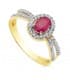 Halo-Ring mit Rubin und Zirkonia, aus 18K Weiß- und Gelbgold | Damenring „Gianella“