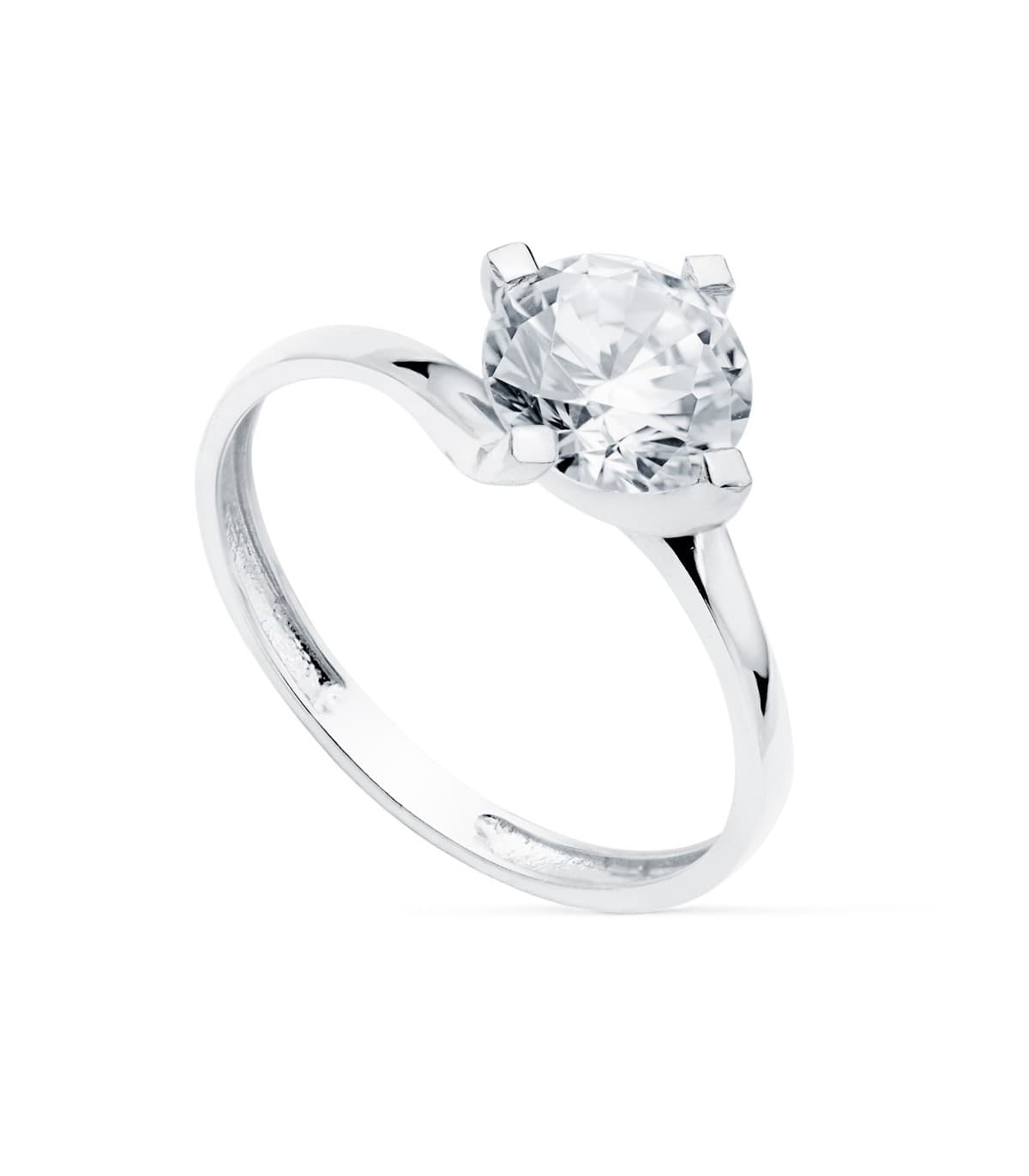 Solitario Mujer Oro Blanco 18K Davos anillo de compromiso boda novia amor