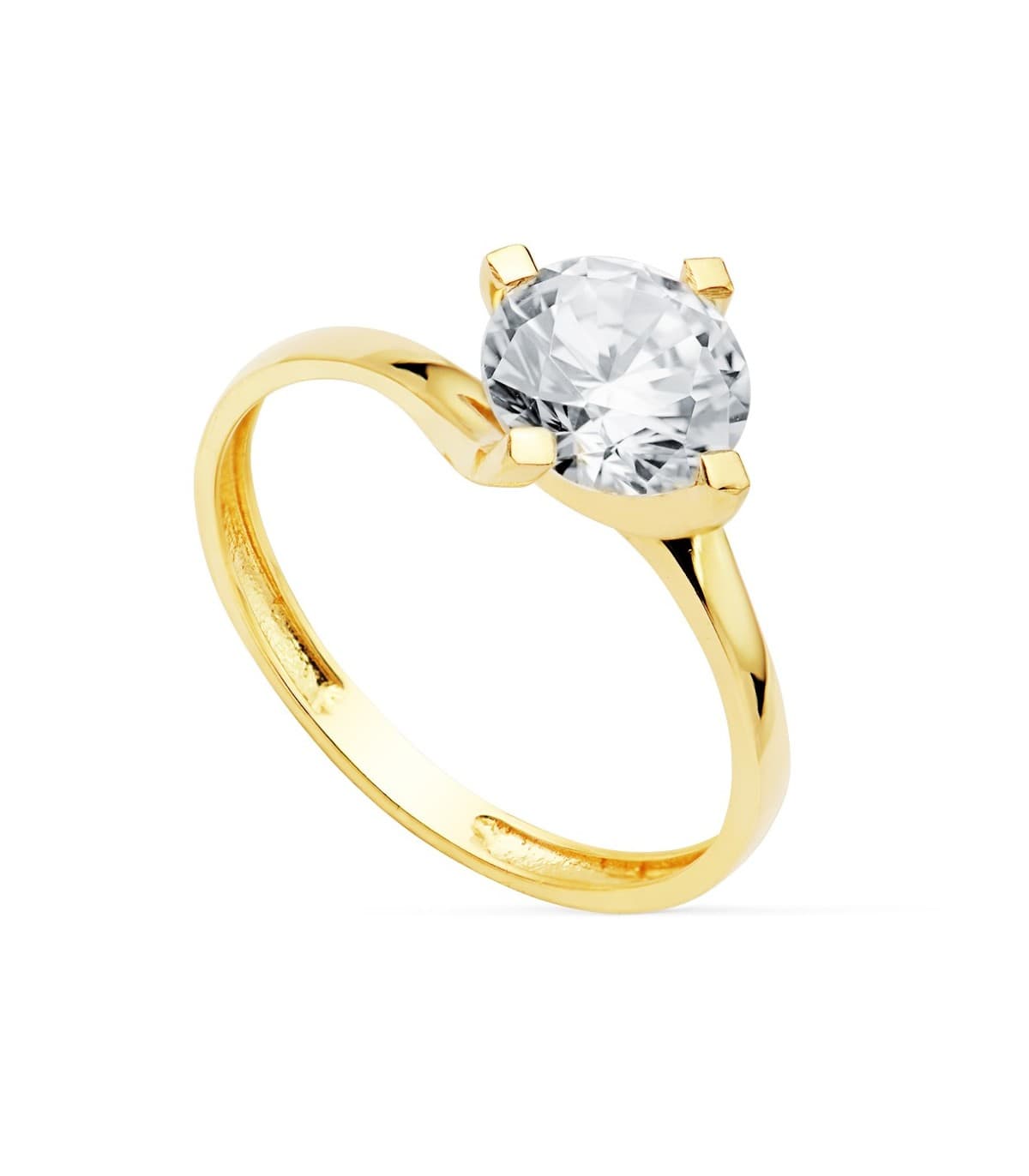 Solitario Mujer Oro Amarillo 18K Davos anillo compromiso boda novia elegante singular original