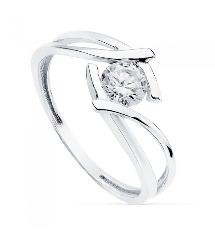 Verlobungsring Weißgold 750 Solitär-Ring  mit Zirkonia 19495-ob, für Damen