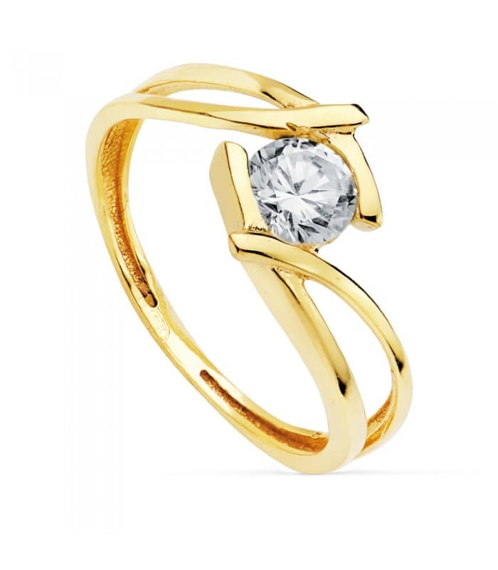 Solitario oro giallo 18kt Zurich, Anello di fidanzamento donna
