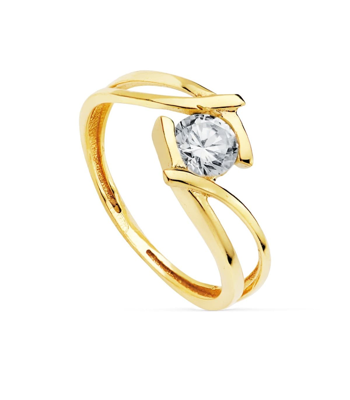 Solitario oro giallo 18kt Zurich, Anello di fidanzamento donna
