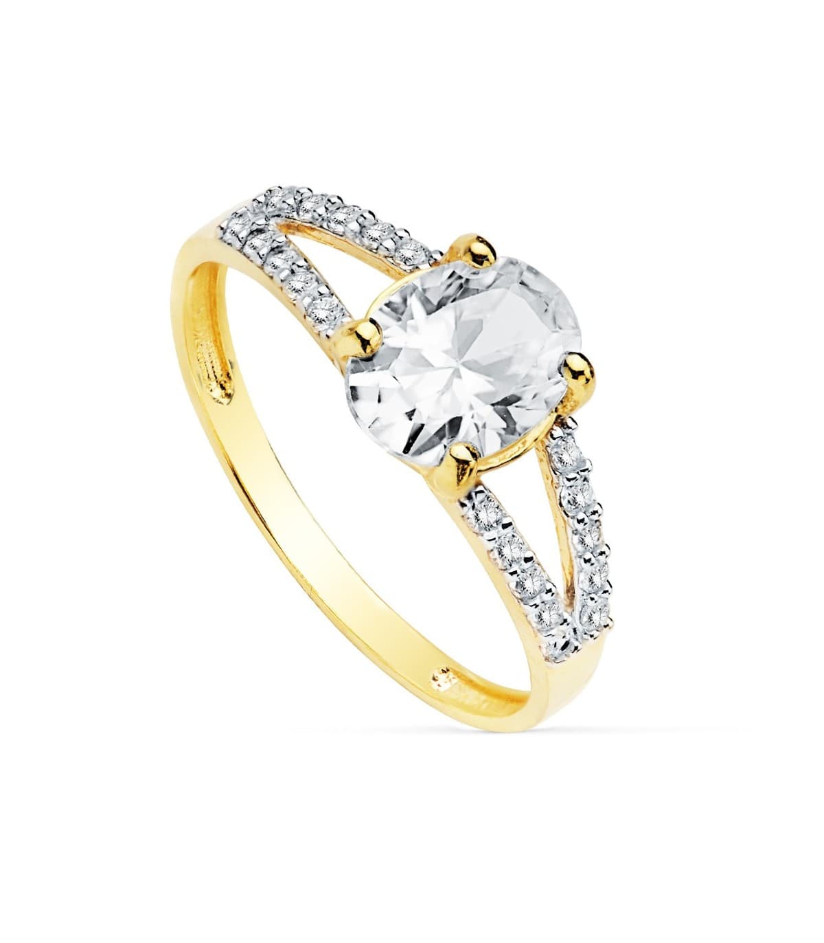 Sortija Mujer Oro Bicolor 18K Winterhur Solitario novia anillo compromiso boda
