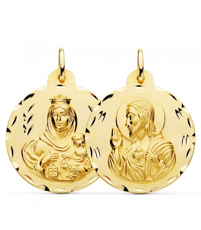 Scapolare del Carmelo Oro 18Kt 30 mm lavorato