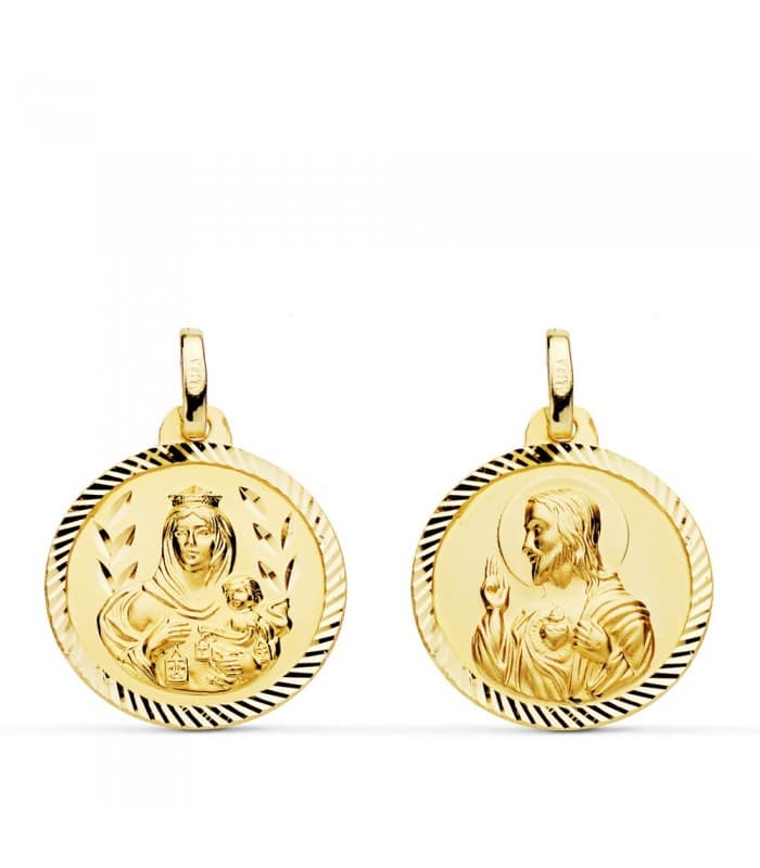 Scapulaire V. Carmel et C. de Jésus Or 18K 18 mm Facetté