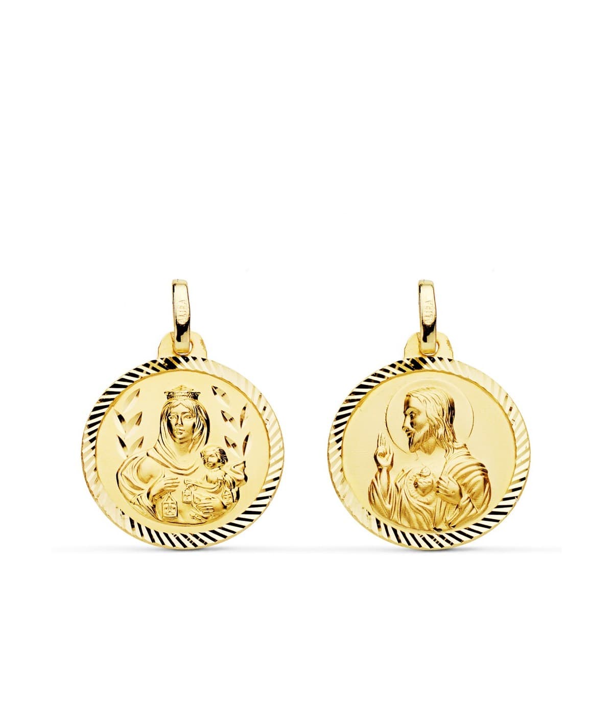 Scapulaire V. Carmel et C. de Jésus Or 18K 18 mm Facetté