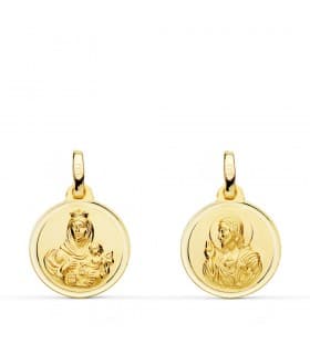 Escapulario V. Carmen y C. Jesús Oro 18K 14 mm Bisel