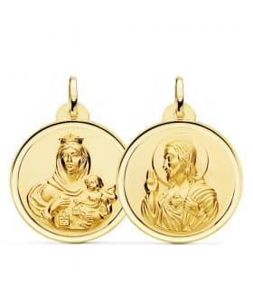 Escapulario V. Carmen y C. Jesús Oro 18K 26 mm Bisel