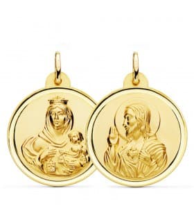 Escapulario V. Carmen y C. Jesús Oro 18K 28 mm Bisel