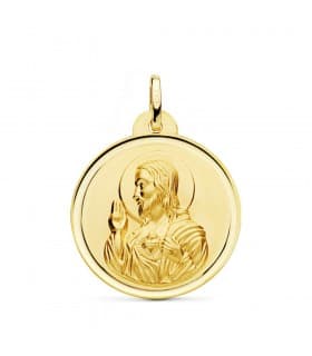 Médaille Sacré-Coeur de Jésus 18 Carats 26 mm