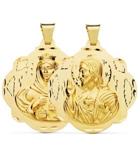Escapulario V. del Carmen y Corazón de Jesús Oro 18k 42 mm