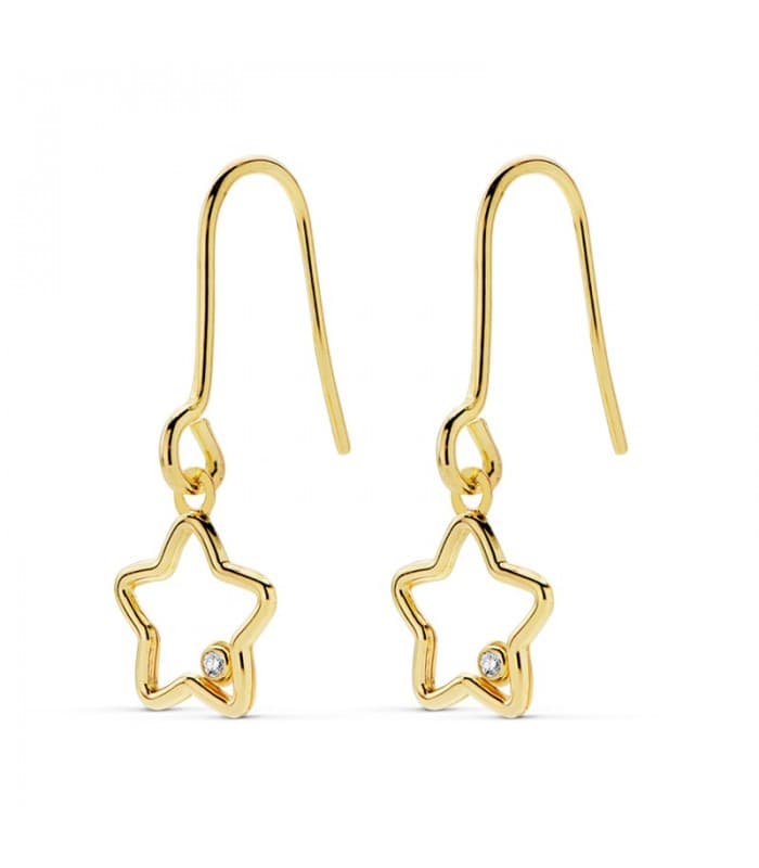 Orecchini pendenti Stelle in oro 18 kt, moderni e giovanile - Orecchini con ciondoli da donna e ragazza.