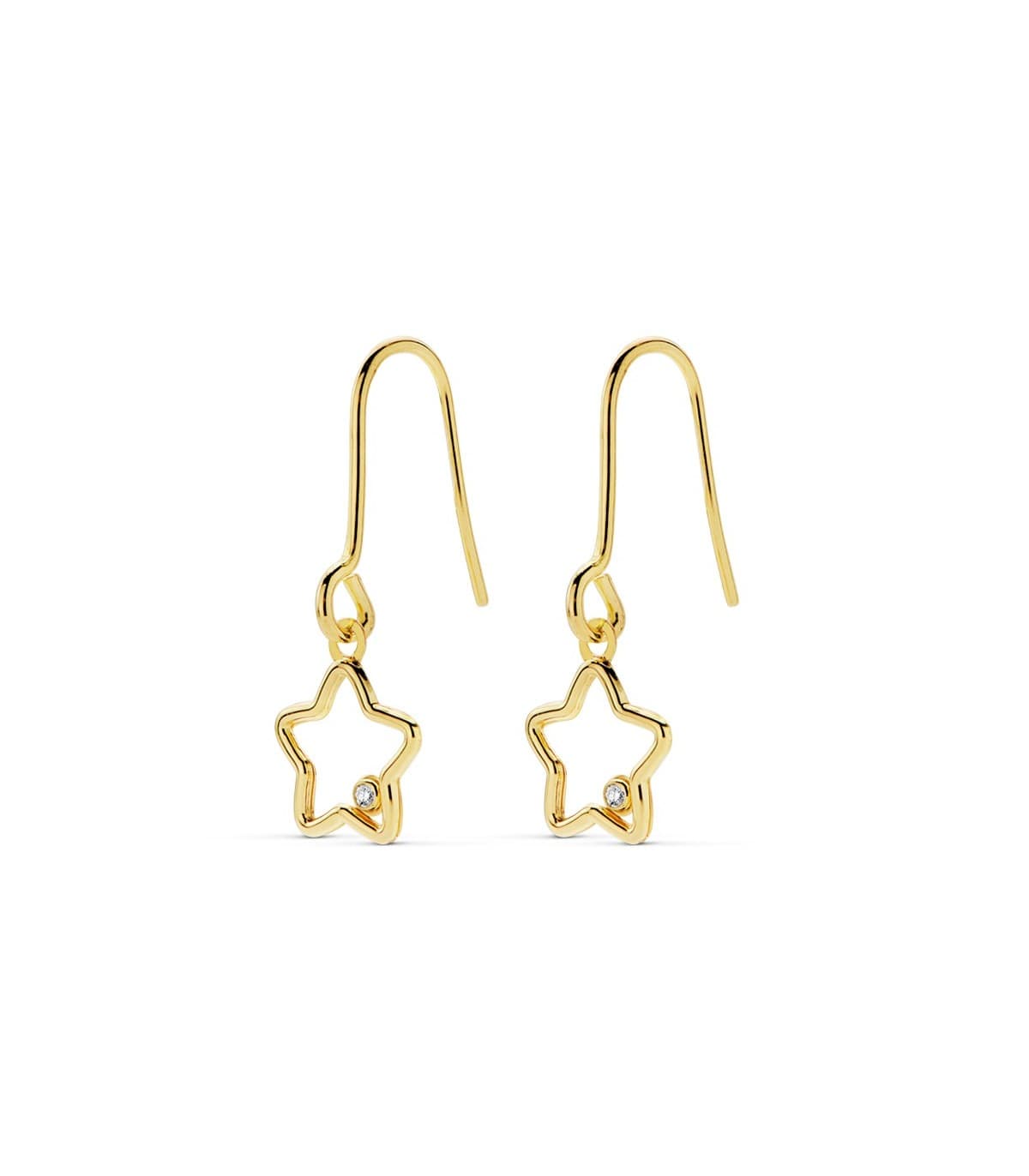 Orecchini pendenti Stelle in oro 18 kt, moderni e giovanile - Orecchini con ciondoli da donna e ragazza.