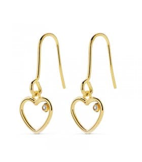 Orecchini pendenti in oro 18 kt, moderni e giovanile - Orecchini con ciondoli cuori da donna e ragazza.