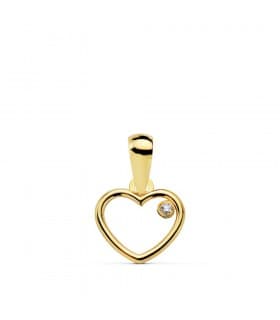 Colgante de Mujer Corazón Oro Amarillo 18 Kilates - Juego joyas Colgante San Valentín Slim Minimal