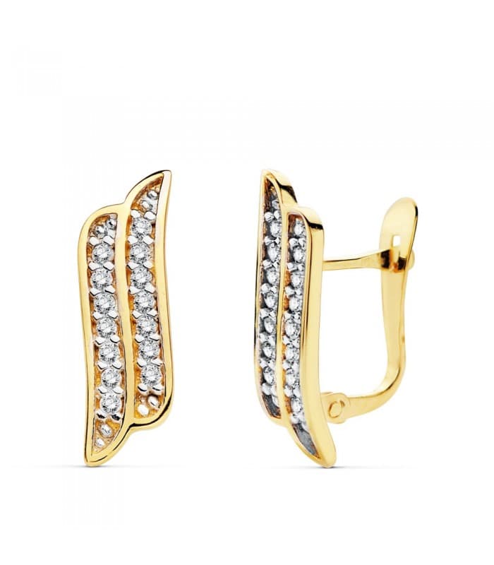 Boucles d'oreilles en or pour femme, Nelly Or Jaune 18K, fermoir à charnière