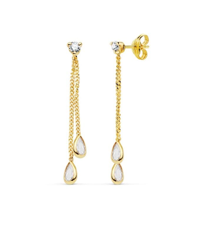 Boucles d'oreilles Pendantes pour Femme Drops Or Jaune 18K