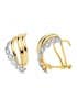 Ohrringe vom Typ Ohrclip, Ohrstecker - Gold Ohrringe Damen aus Bicolor Gold 18K Zirkonia. Form: gewölbt, geschwungen