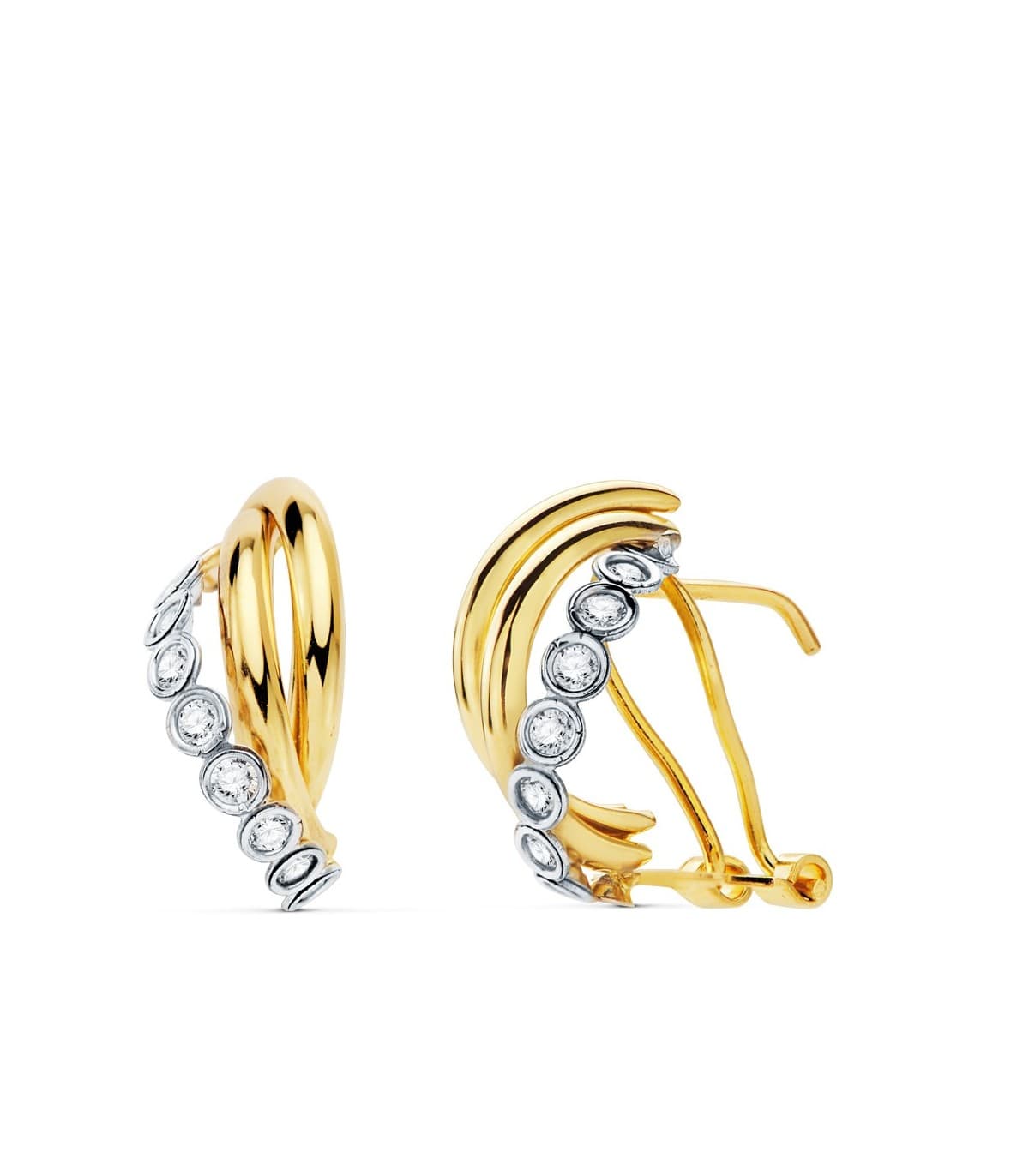 Orecchini in oro Cecilia ideale da donna - Orecchini a fascia ondulata e chiusura a omega, 2 ori.