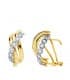 Pendientes elegantes de mujer Eleonora Oro Bicolor 18 ktes Bandas Onduladas Cierre Omega