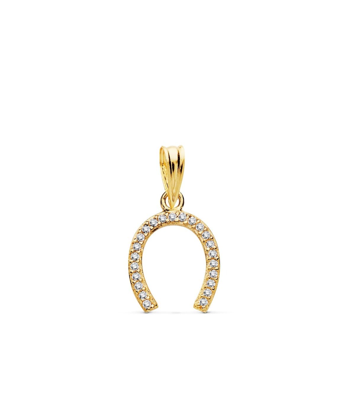 Ciondolo portafortuna, motivo ferro di cavallo Zirconi oro giallo 18kt 12 mm