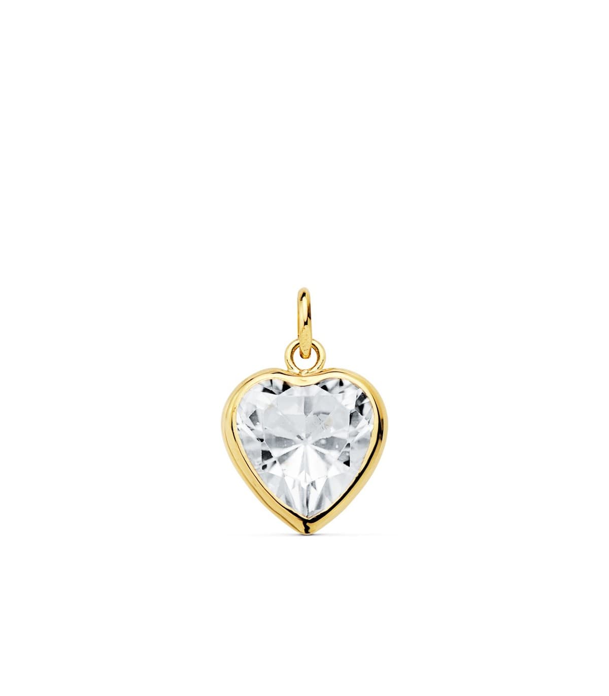 Colgante Corazón Chatón Oro Amarillo 18k 10 mm Charm punto de luz romántico San Valentín