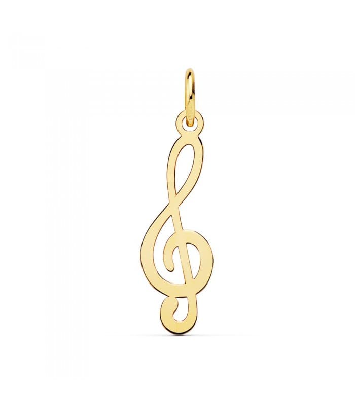 Colgante mujer Clave de Sol Música Oro Amarillo 18k 21mm. Alda Joyeros