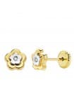 Pendientes Flor Judit Oro Bicolor 18K 6mm