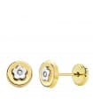 Pendientes Redondos Flor Judit Oro Bicolor 18K 6mm